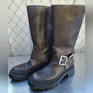 Zara Brown Leather Boots